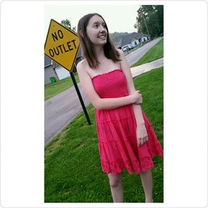 Strapless pink dress