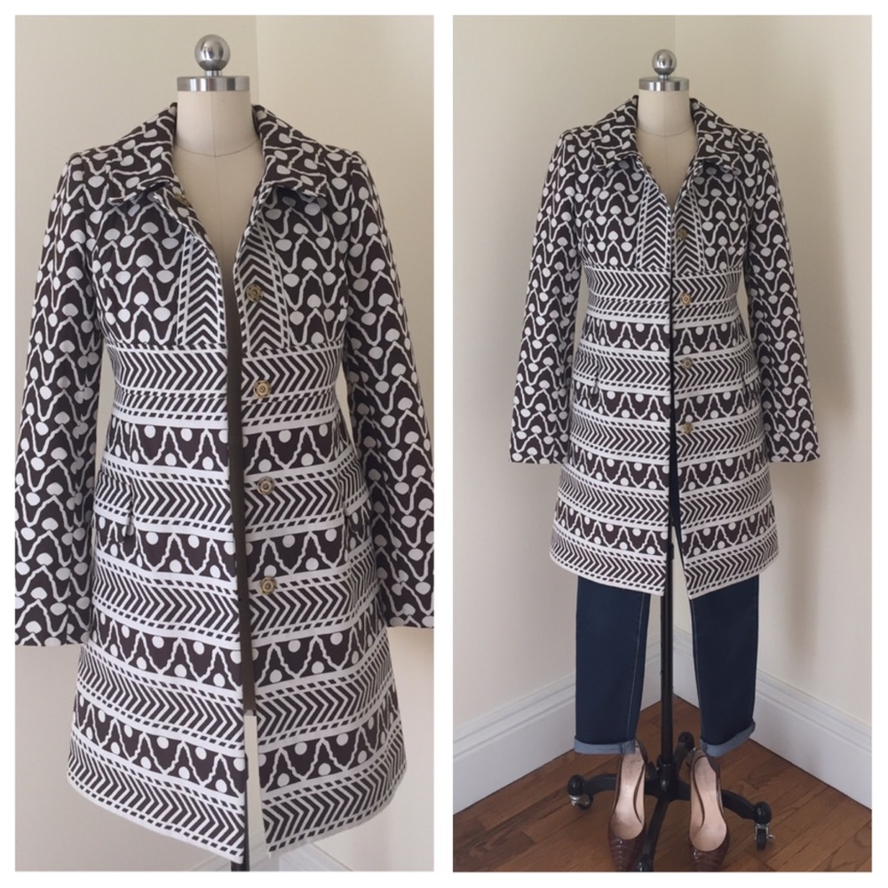 Milly brown and white woven coat.  Size 2