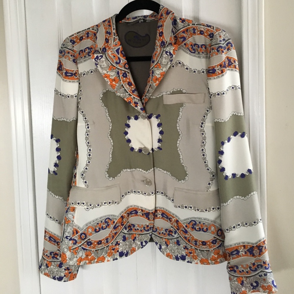 ETRO Lined Silk Multi-colored  beige jacket EUC