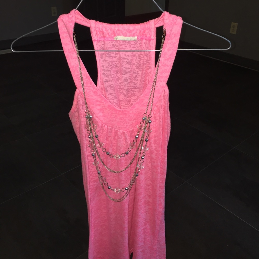 Pink && white tank top