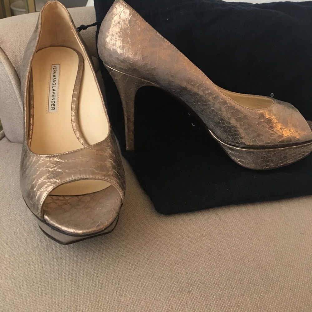 Vera Wang platform open toe pumps