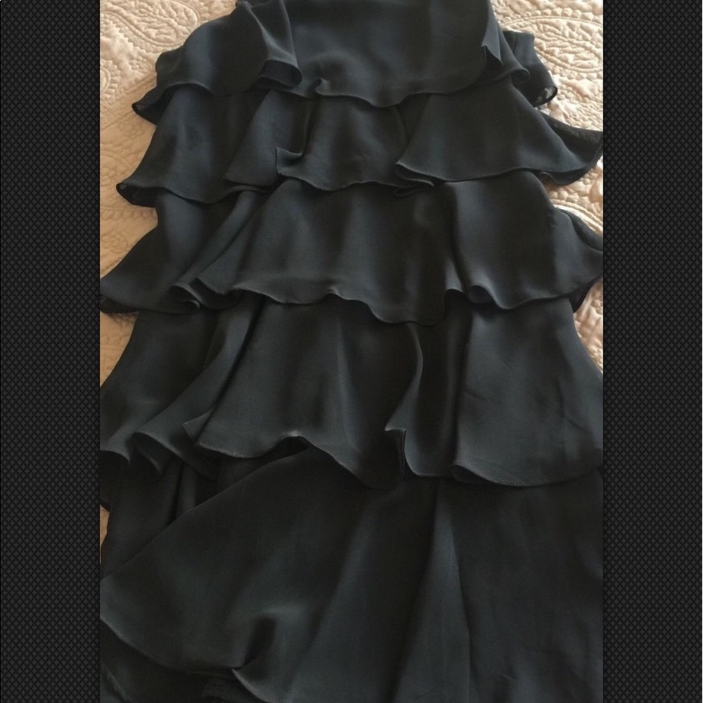 EUC - S.L. Fashions Black Cascade Dress. Size 12.