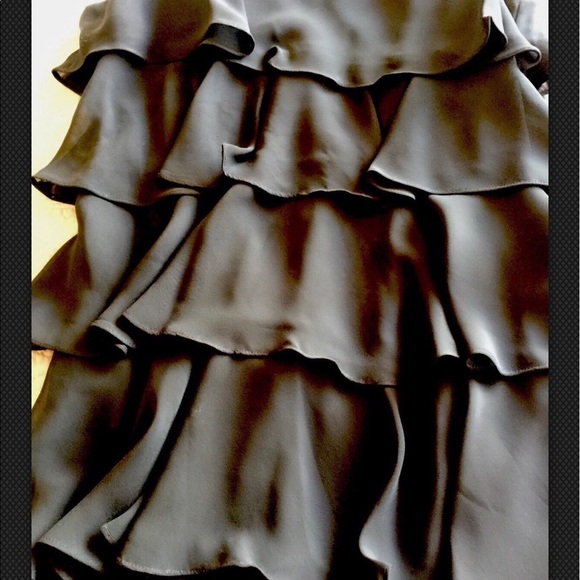 EUC - S.L. Fashions Black Cascade Dress. Size 12. - Picture 2 of 3