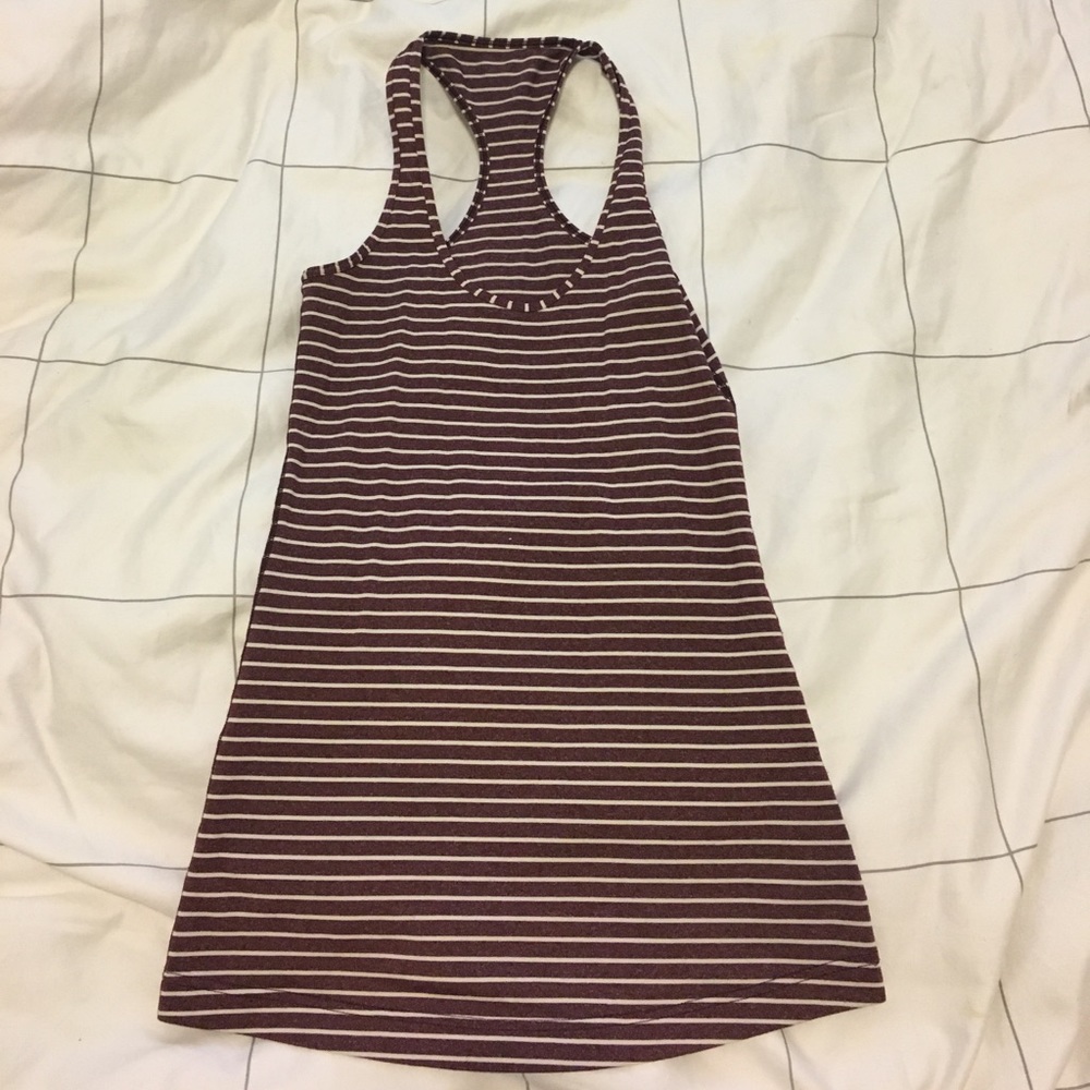 Maroon and white striped Lulu top size 4