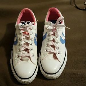 Pink and blue converse
