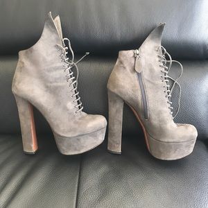 ALAIA GREY SUEDE Booties - Authentic **