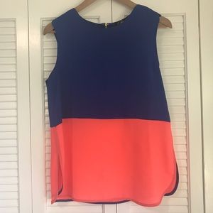 Stitch Fix blue/coral sleeveless blouse, size M