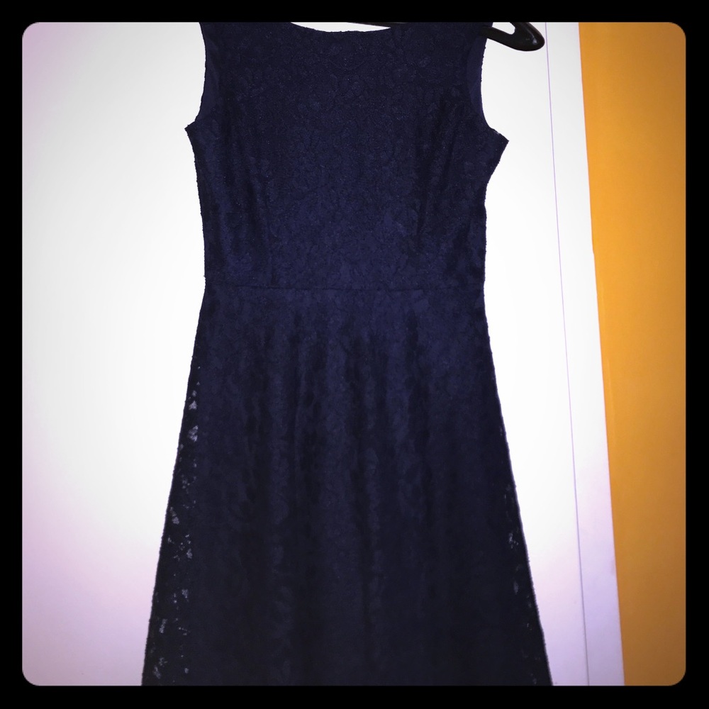 Navy lace knee length dress