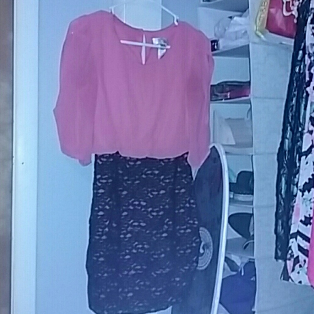 Coral and black formal dress