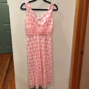 Lilly Pulitzer pink & white polka dot midi dress