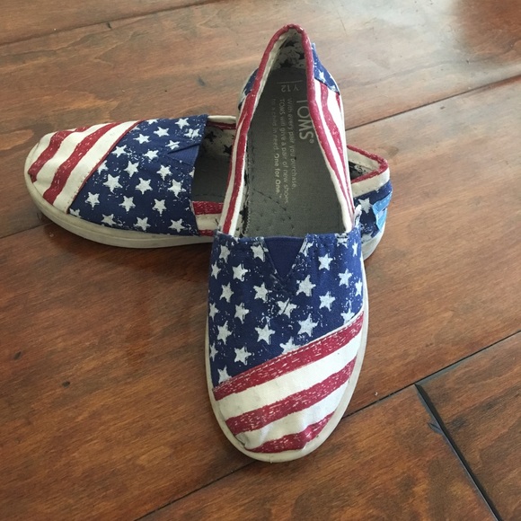 Toms Shoes Girls Toms Slip On American Flag Shoes Poshmark
