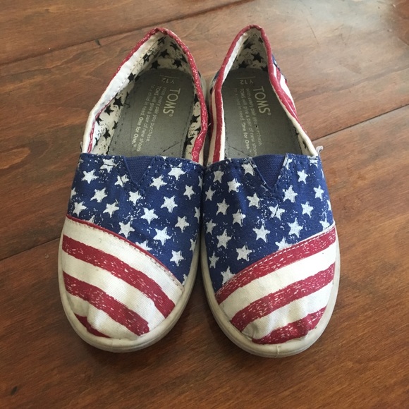 Toms Shoes Girls Toms Slip On American Flag Shoes Poshmark