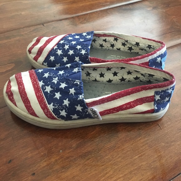 Toms Shoes Girls Toms Slip On American Flag Shoes Poshmark