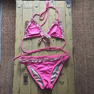 VICTORIA'S SECRE PINK BOHO ETHEREAL BIKINI SET S M