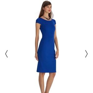 WHBM Ponte Cap Sleeve Blue Sheath Dress -Size 12