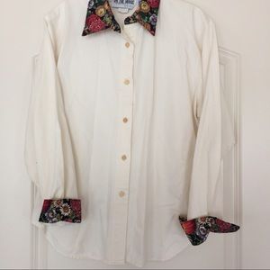 VINTAGE Floral/Cream Button Down