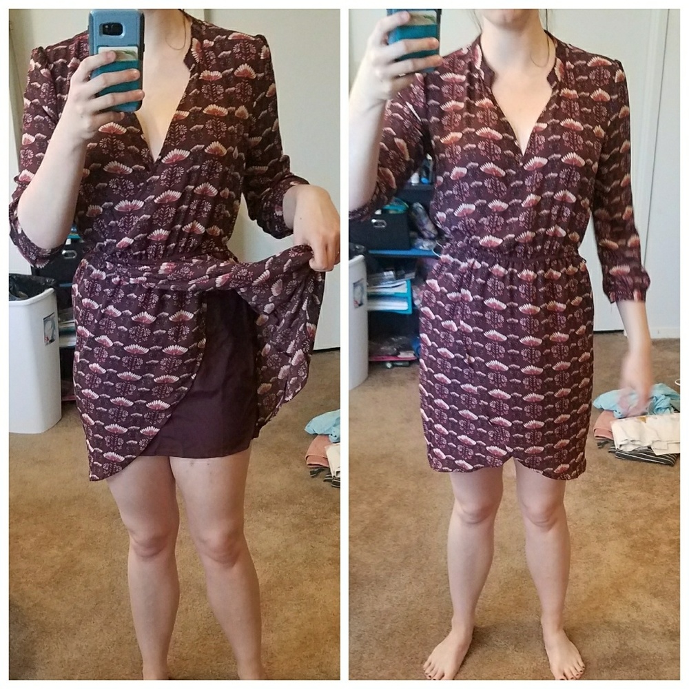 Faux Wrap Dress with Sleeves