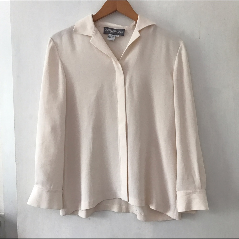 blush silk button up blouse
