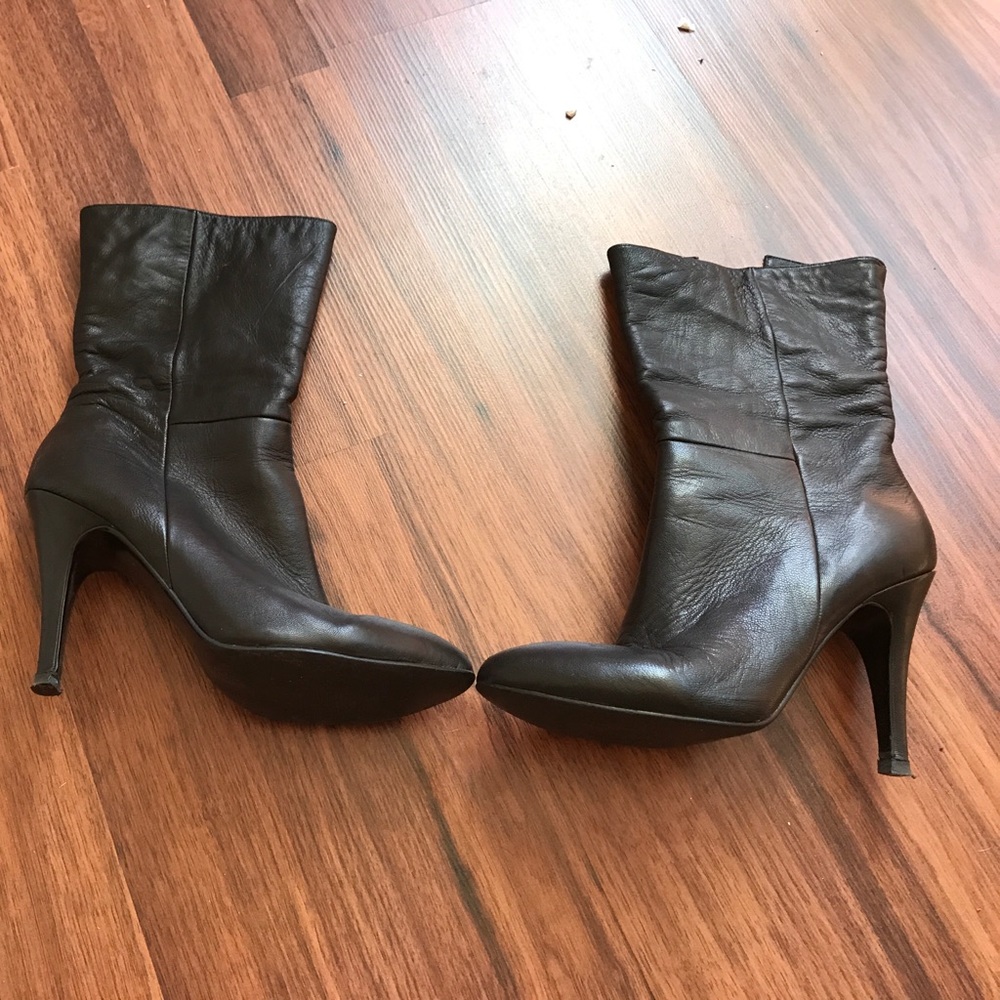 Black leather booties