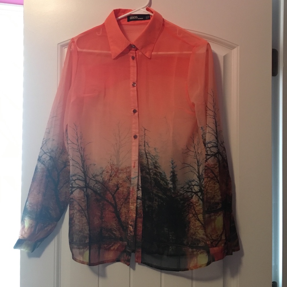 Sheer asos blouse with wilderness detail on bottom