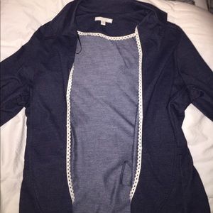 navy cardigan