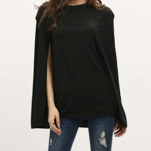 Black Layered Cape Top