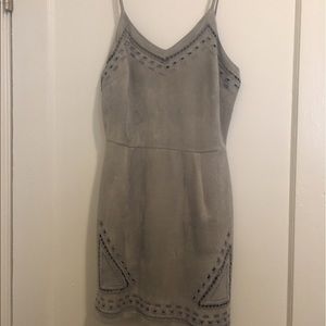 JOA Lazer cut suede dress