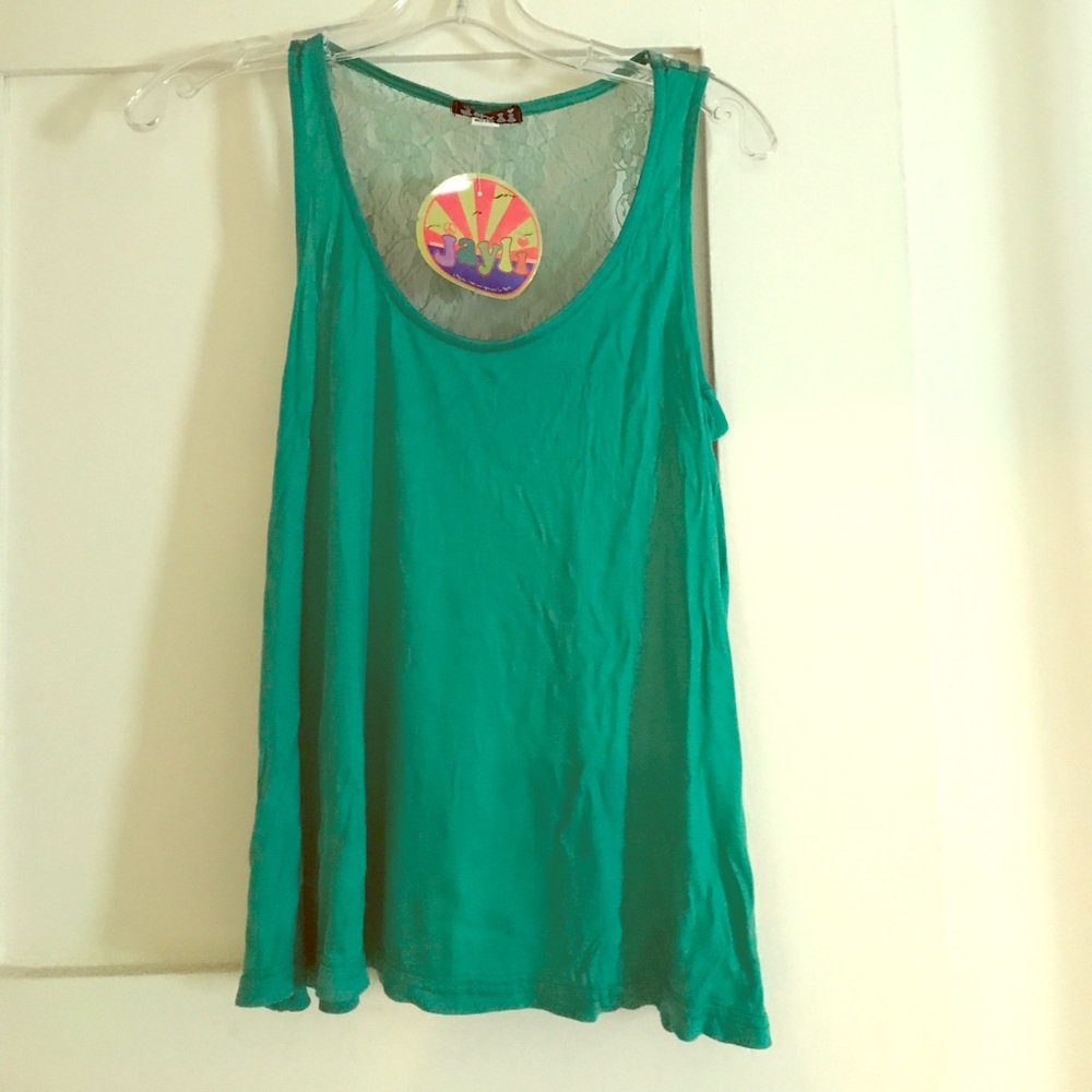 Green lace back top