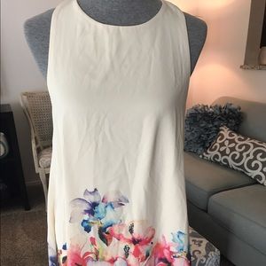 Watercolor off white shift dress