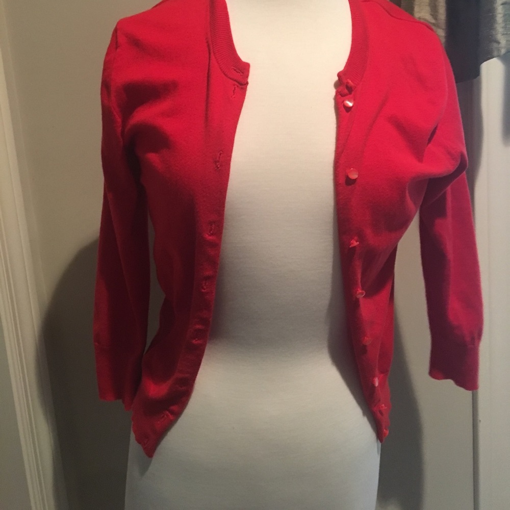 Jcrew red cardigan