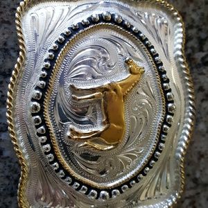 Silver Strike Cowgirl Belt Buckle w Horse