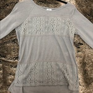 GRAY LONG SLEEVE LACE DETAILS