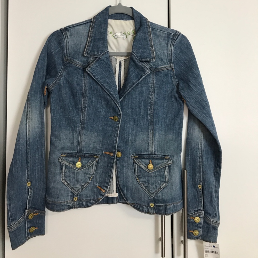 NWT J& Company denim jean blazer sz M