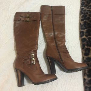 ANN TAYLOR LOFT Congac Brown Leather Tall Boots