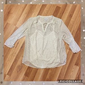 Liz Claiborne Sheer White and Silver Blouse