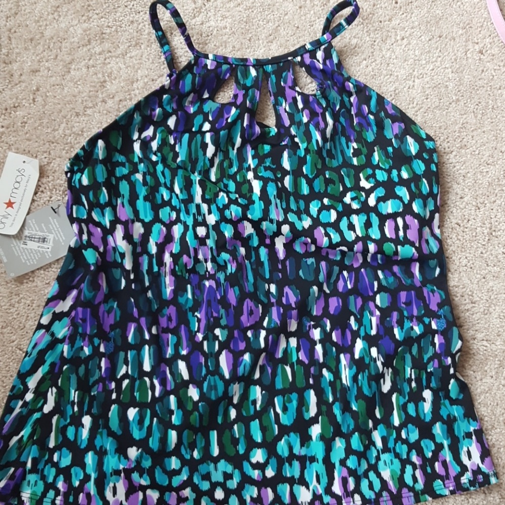 Swim Top, Underwire 16/18, Green/Blue