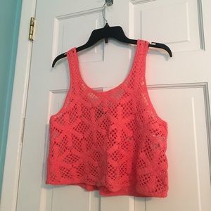 Pink crochet tank top