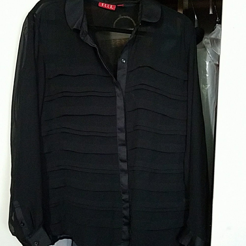 Sheer black button down