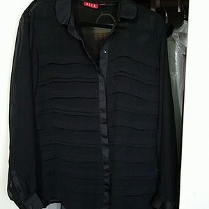 Sheer black button down