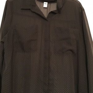 💜 Black sheer blouse with white polka dots