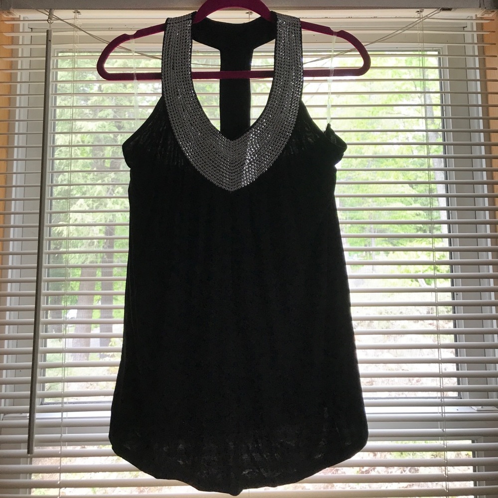 Dressy black tank with silver sequins