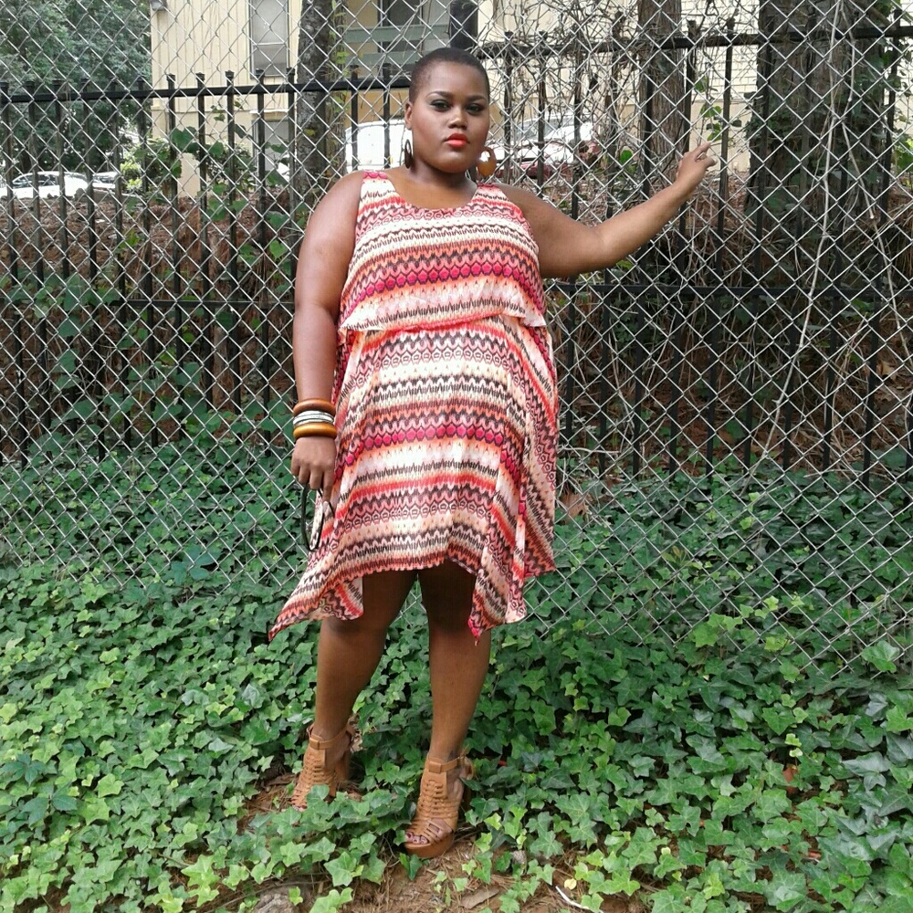 Hues of Orange Abstract Print Asymmetric Mini Dres