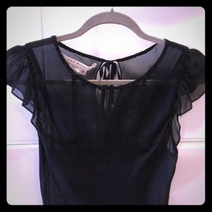 Max Studio * Sheer black flutter sleeve top!