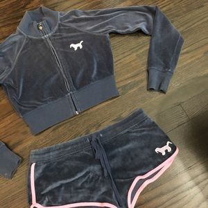 Sexy velvet pink shorts + top