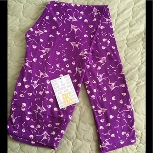 NWT LuLaRoe Purple Skeleton Halloween Leggings OS
