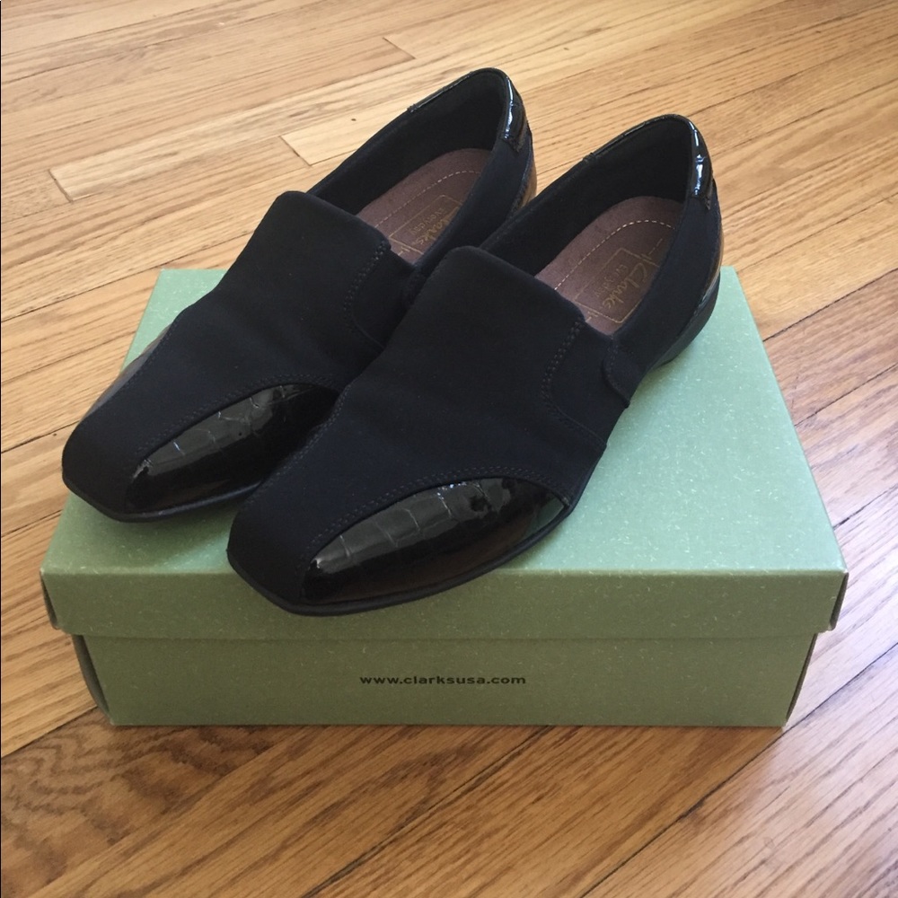 Clarks Black Embossed Loafers