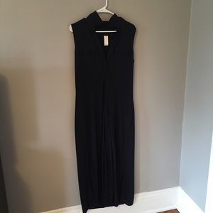 Talbots NWT long navy button-up dress