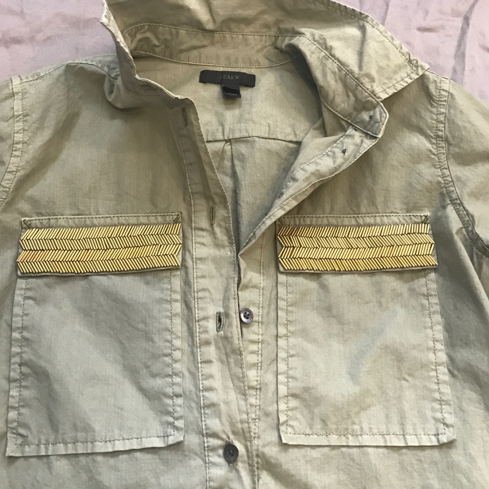 JCrew Army 3/4 Button Down