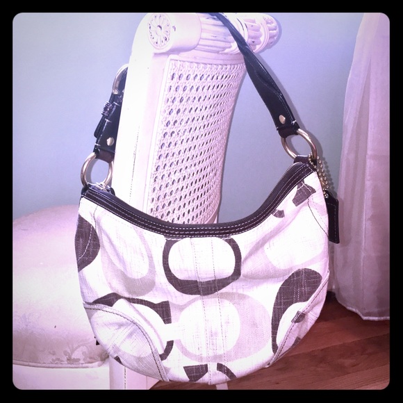 Coach canvas bag in brown and cream - Picture 1 of 4