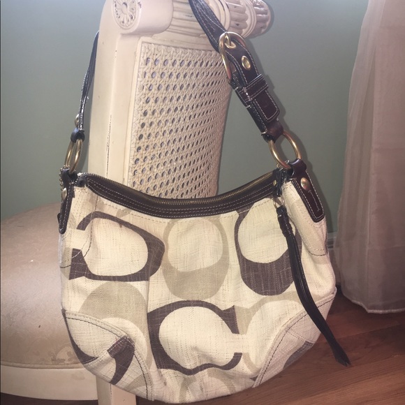 Coach canvas bag in brown and cream - Picture 2 of 4